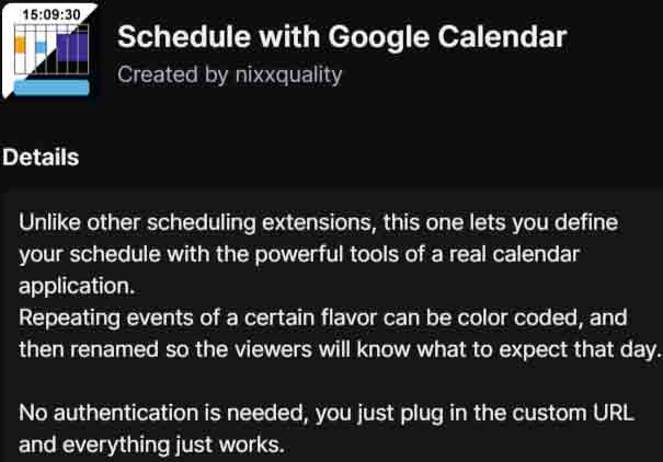 Schedule on Twitch with Google Calendar
