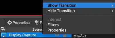 Add source transition by right clicking on source