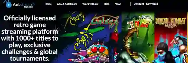 Website for Antstream Arcarde Retro Gaming platform