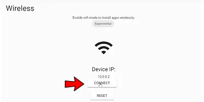 image showing connect wireless option from Sidequest app
