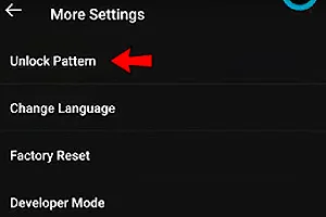Image of the settings menu in the Oculus app showing where to find Unlock pattern option