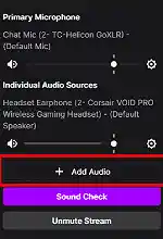 Advanced Audio mixer Twitch Studio