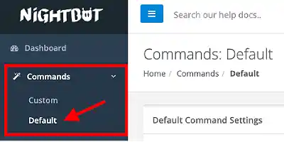 image showing where to find default command in Nightbot