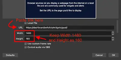 Image showing the browser link and their dimension
