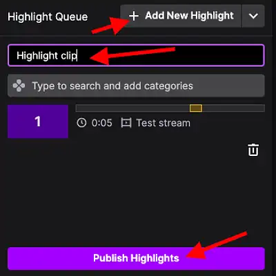 image showing how to publish highlights