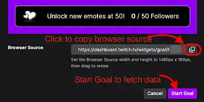 image showing how to start the Twitch Sub goal