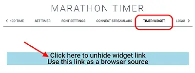 Image showing where to find the timer link in the marathon app