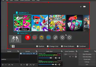 OBS screen after nintendo switch game capture