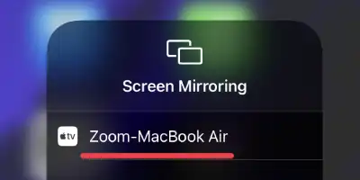 Zoom' macbook air written under screen mirroring option