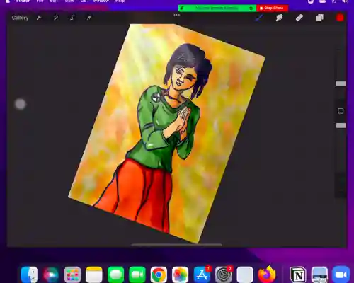 Photo of a lady shown on a macbook screen
