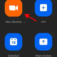 Four icons with a pointer towards new meeting icon