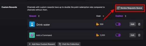 review request queue button