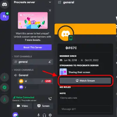 where to find Watch stream in discord